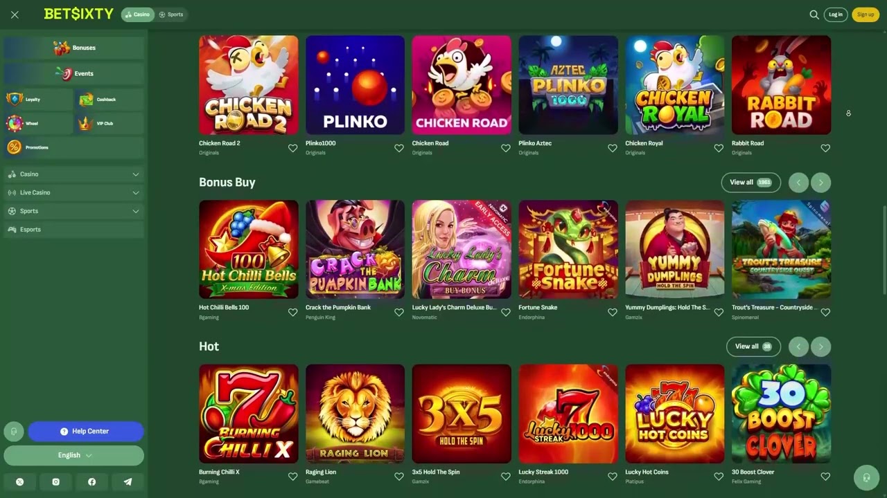 BetSixty Casino Lobby